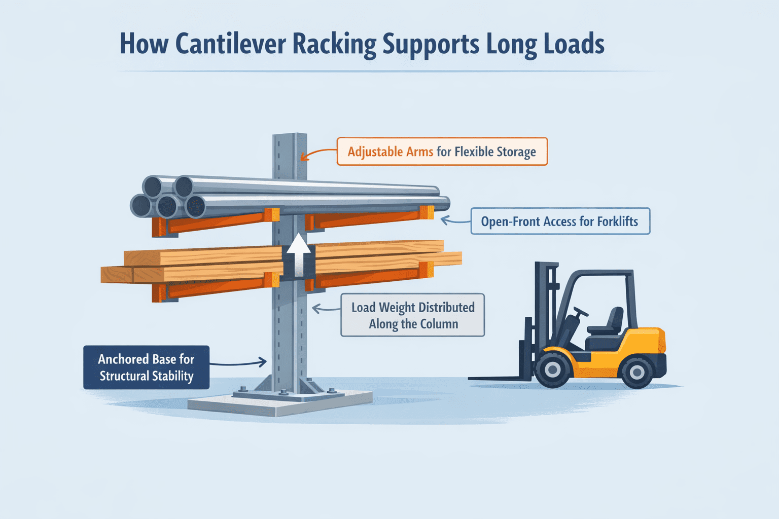 How Cantilever Racking Supports Long Loads