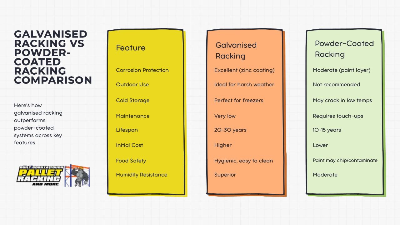 Galvanized Racking vs Powder-Coated Racking Comparison 