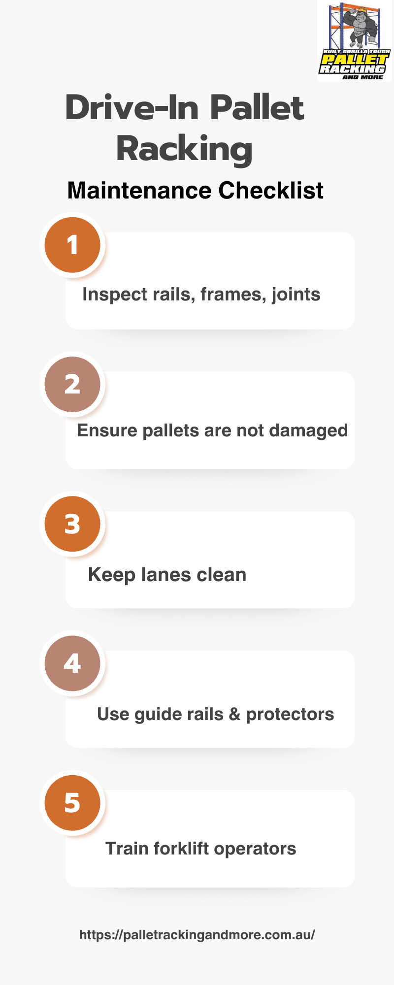 Drive-In Pallet Racking Maintenance Checklist